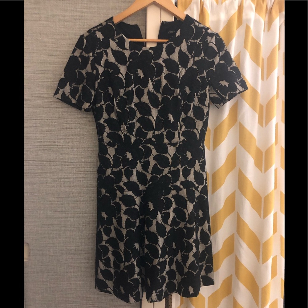 Ann Taylor 4 Petite Black/Ivory Lace Dress